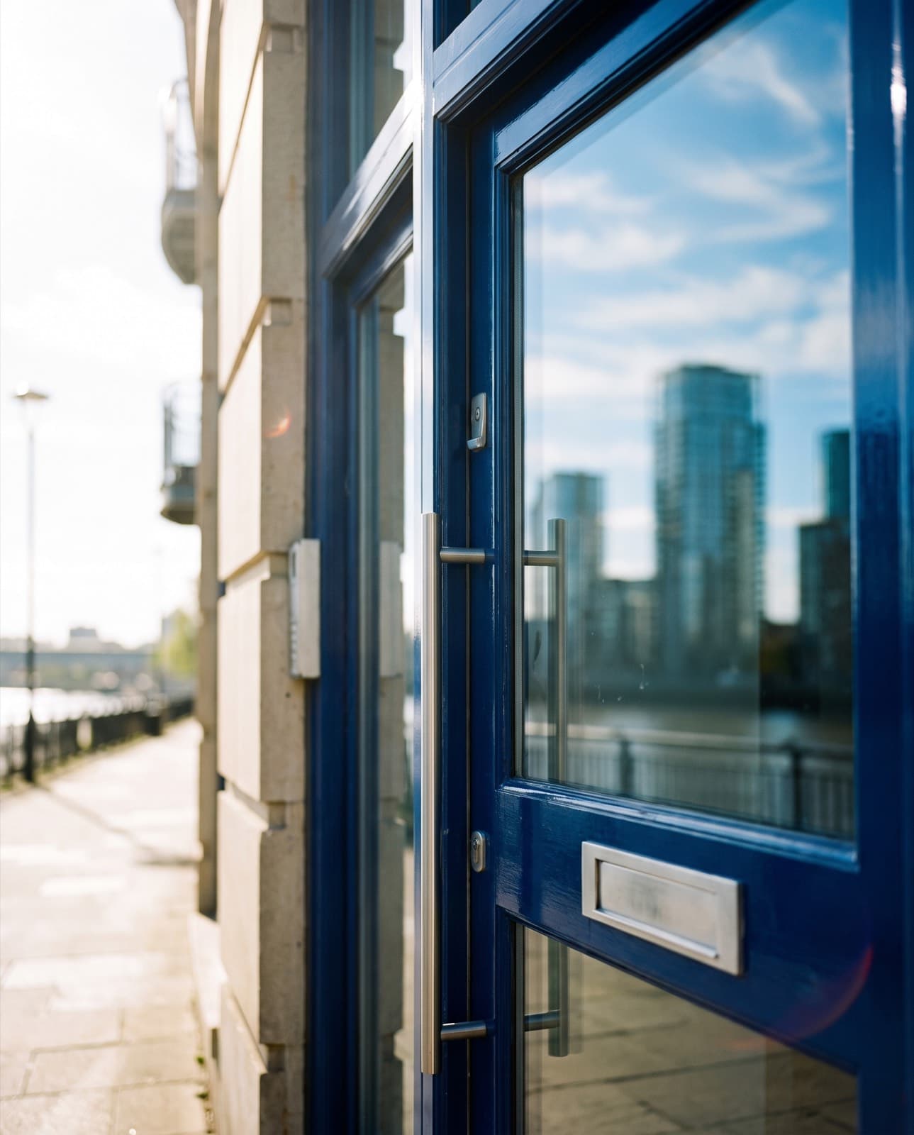 A front door in Canary Wharf